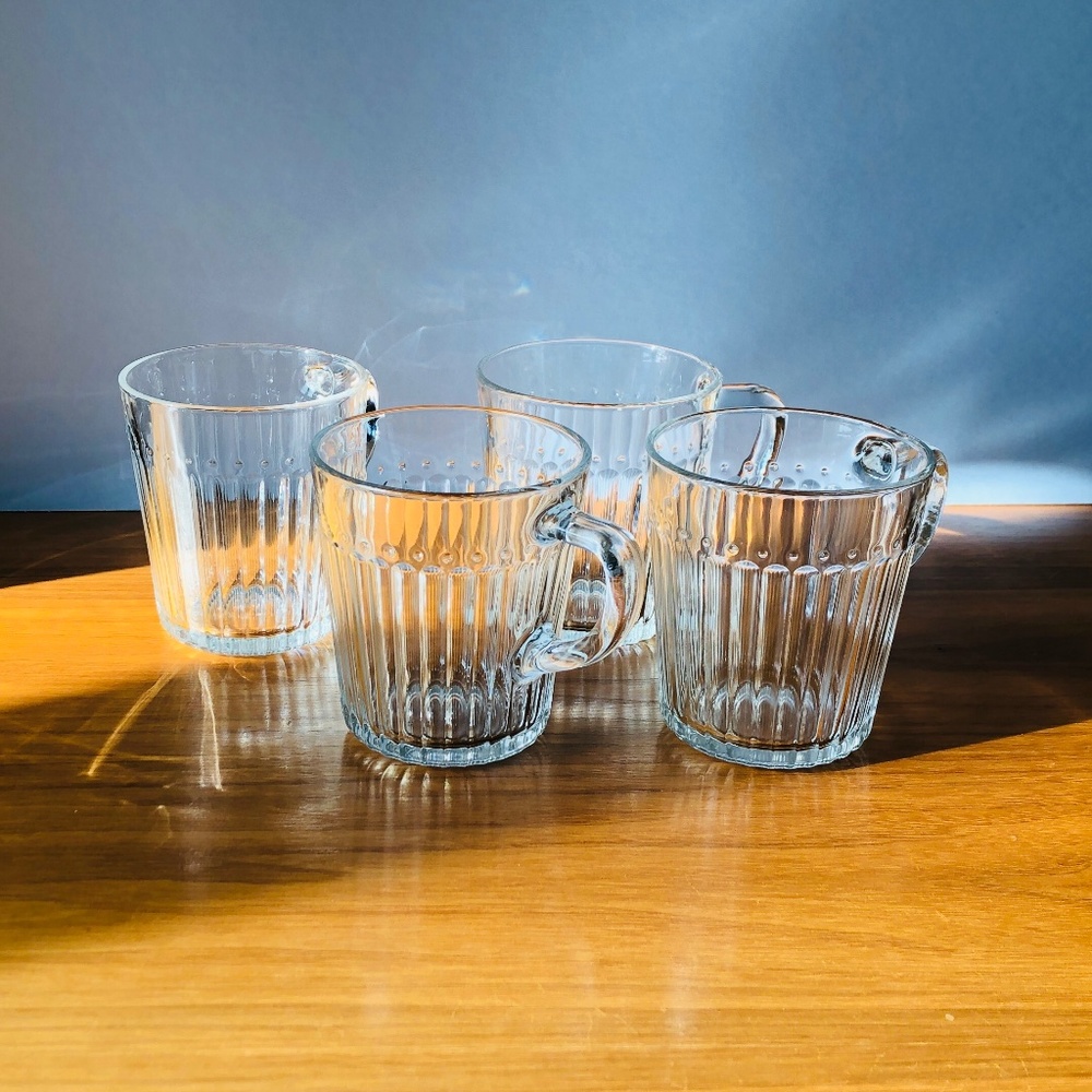 Ikea Drombild Clear Glass Mugs - Set of 4